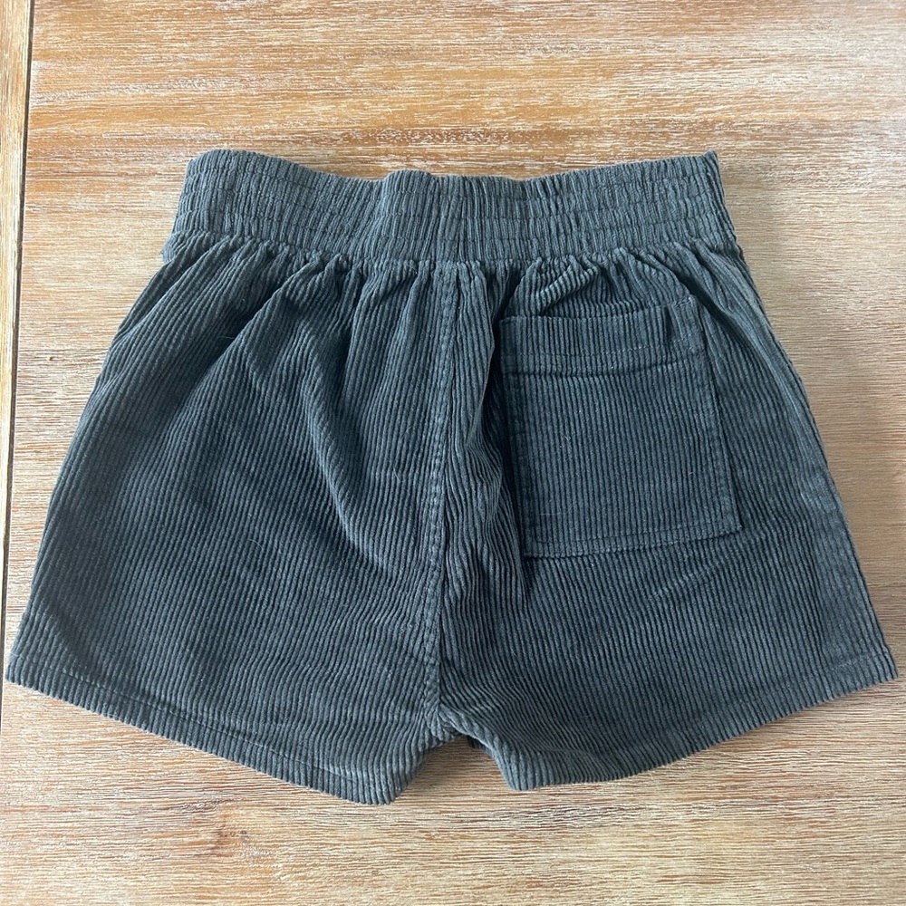 High-Waist Corduroy Shorts — Dark Gray - Picture 2 of 2